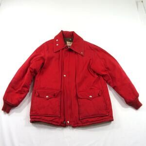 Arctic Red Winter Jacket Quilt lined Parka Tri-Ply Insulated Coat Men Sz L 1970s